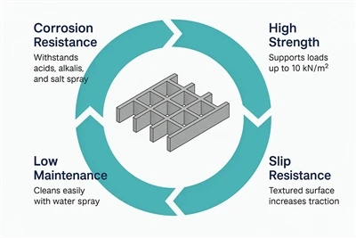 أفضل التطبيقات الصناعية والبلدية لمنصات صريف FRP قد لا تعرفها